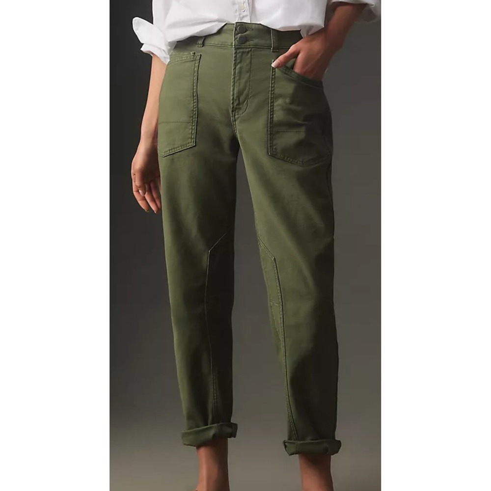 Pilcro‎ Anthropologie The Wanderer Olive Green Utility Style Crop Pants Size 25
